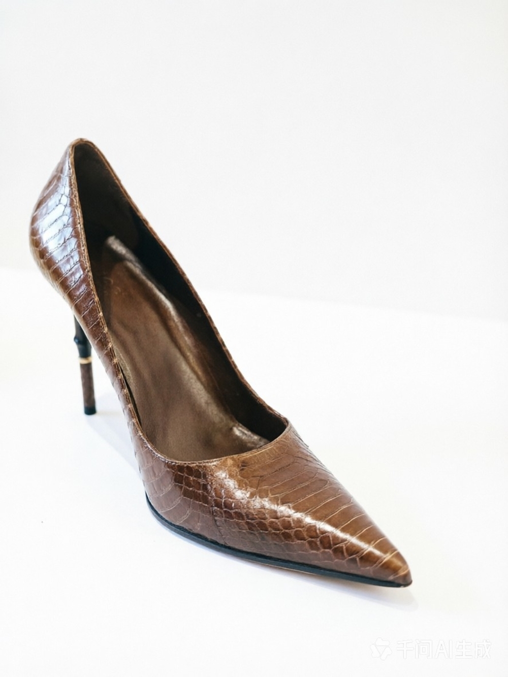 Gucci brown python leather bamboo heel pumps - Picture 7 of 10